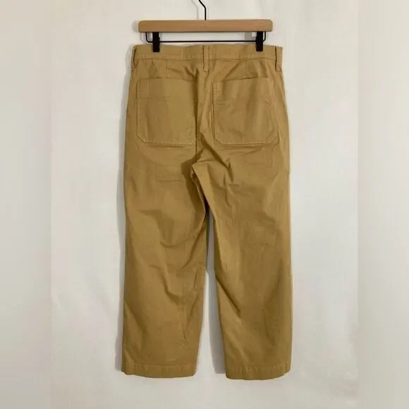 J Crew Sailor Chino Pants Women’s 30 Brown Slim Wide Leg Cropped High Rise - Picture 2 of 11